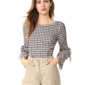 Madewell Gingham Blouse with Tie Detail Sleeves